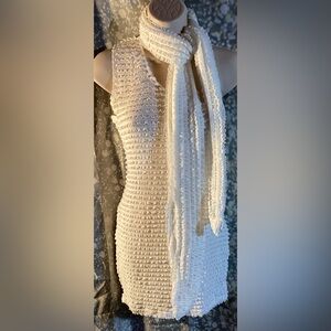 White Textured Knit Dress